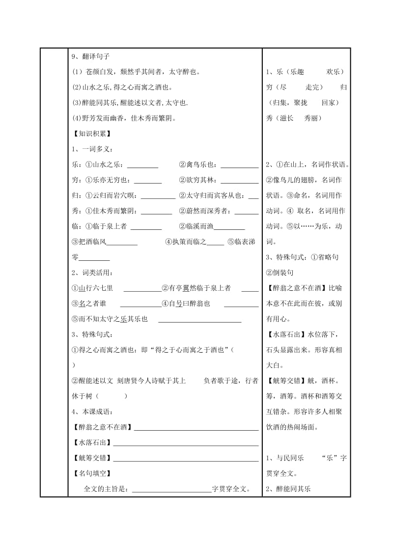 2019届高三语文 课内文言文复习 醉翁亭记习题教案.doc_第3页