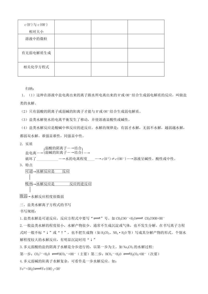 2019-2020学年高中化学上学期第九周 盐类的水解教学设计.doc_第3页