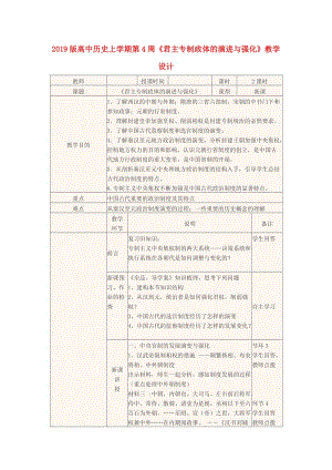 2019版高中歷史上學(xué)期第4周《君主專制政體的演進(jìn)與強(qiáng)化》教學(xué)設(shè)計(jì).doc