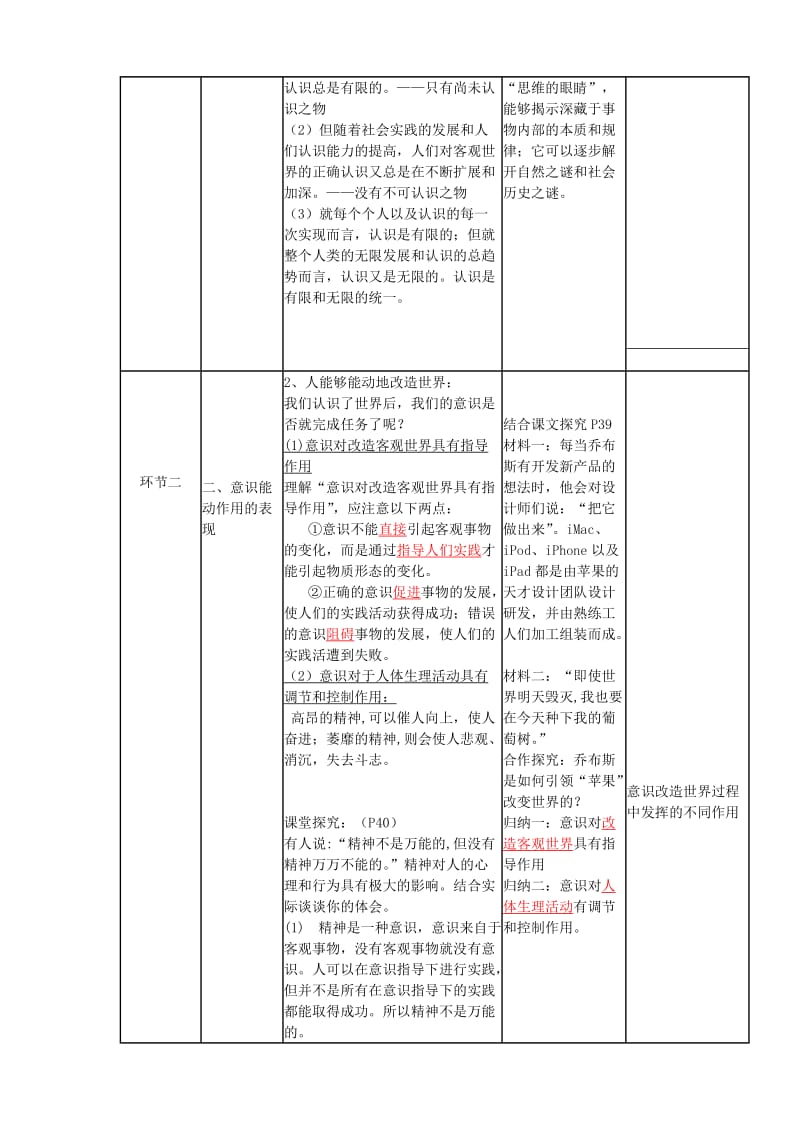 2019-2020学年高二政治下学期第2周 意识的作用教学设计.doc_第3页