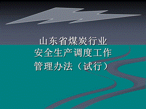 山東省煤炭行業(yè)安全生產(chǎn)調(diào)度工作.ppt