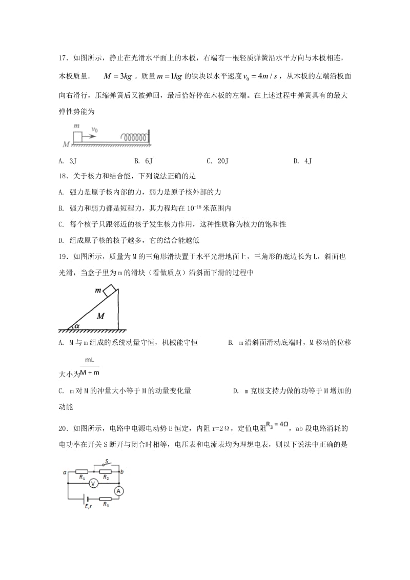 2019届高考物理适应性最后一模考试试题 (I).doc_第2页