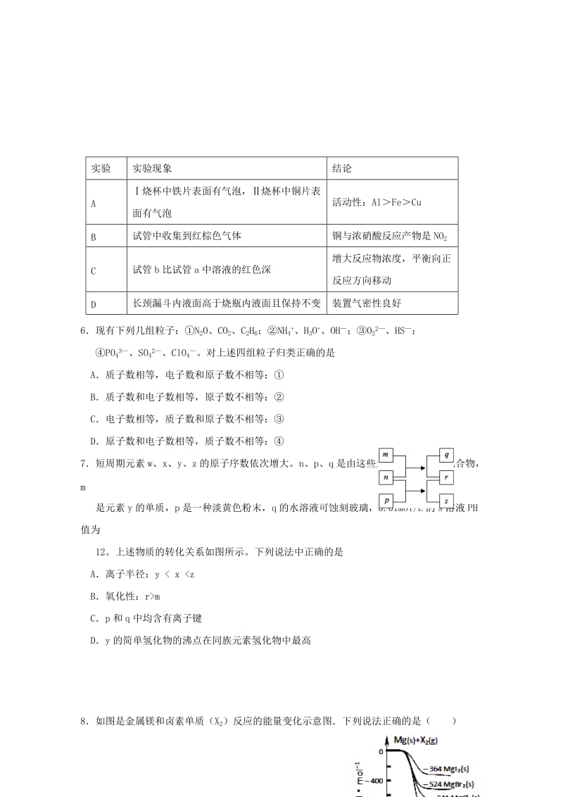 2019-2020学年高二化学上学期期中试题 理(平行班).doc_第2页