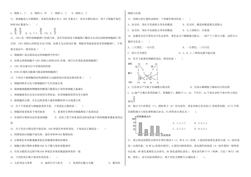 2020版高一生物下学期4月月考试题 (I).doc_第2页