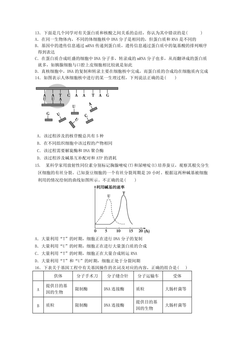 2019-2020学年高二生物下学期期中联考试题.doc_第3页