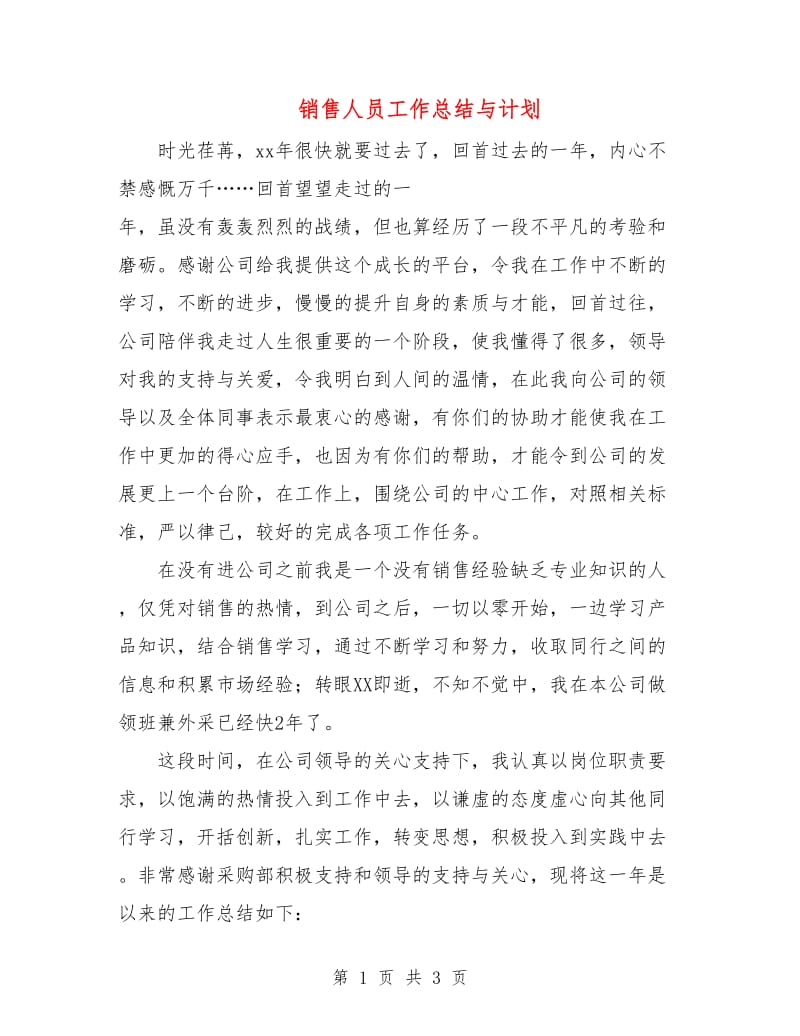 销售人员工作总结与计划.doc_第1页