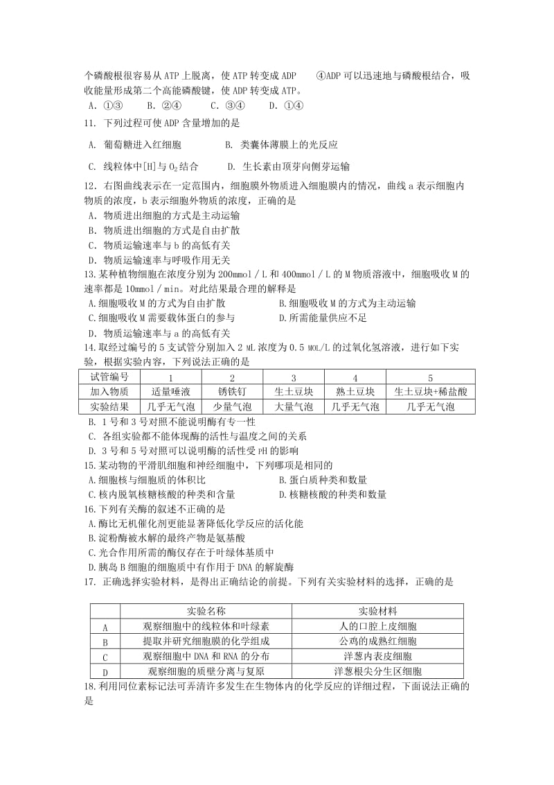 2019届高三生物11月联考试题 (I).doc_第2页