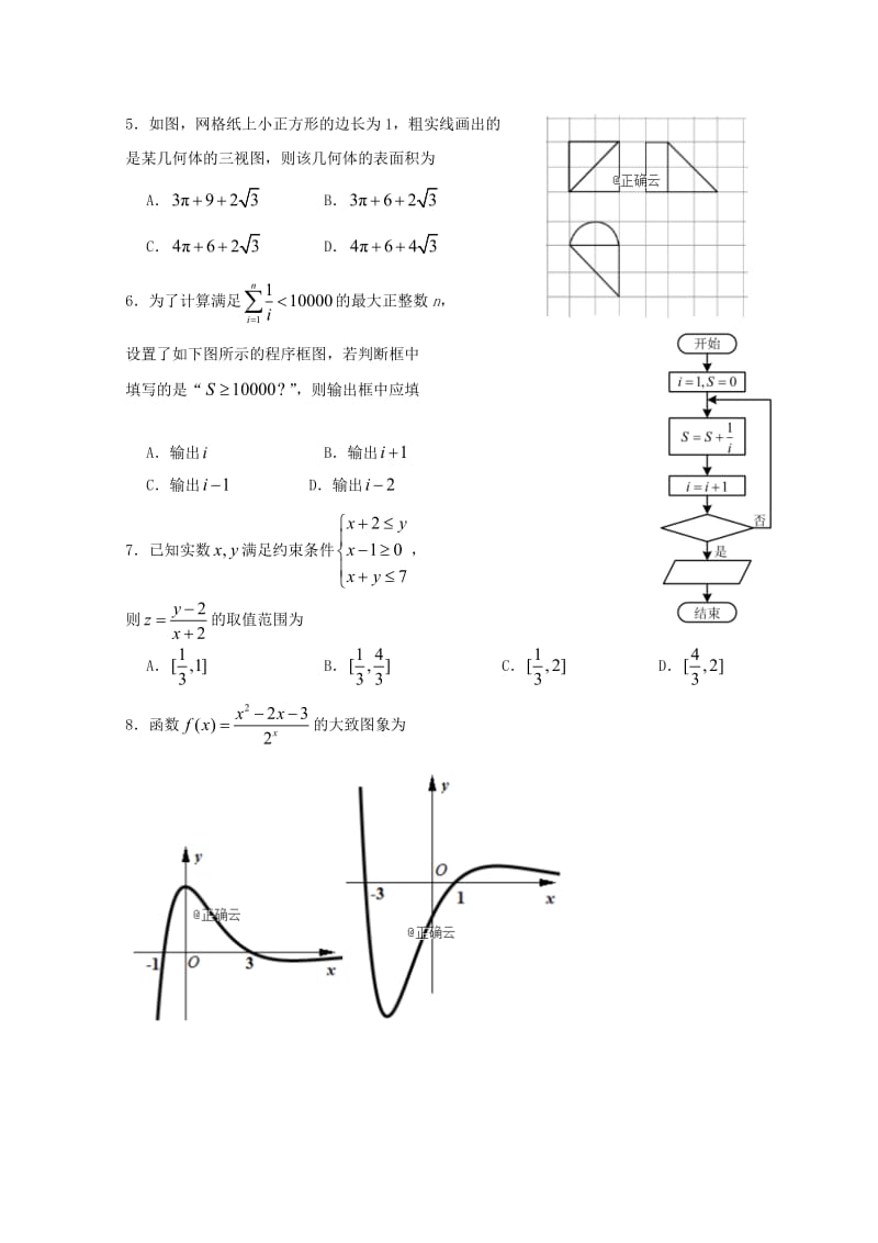 2019届高三数学第一次模拟考试试题理 (II).doc_第2页
