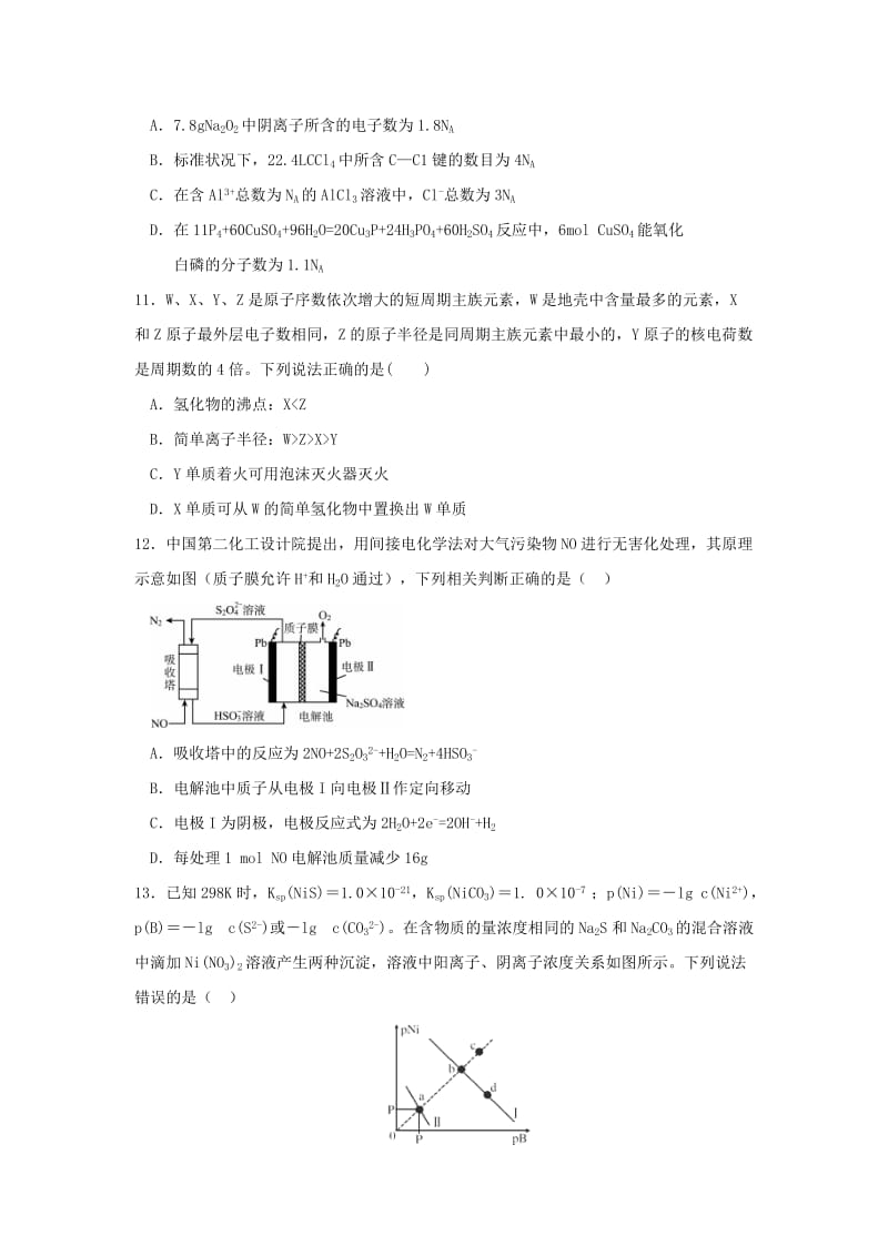 2019届高三化学第七次月考试题 (I).doc_第2页