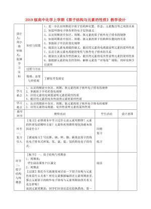 2019版高中化學(xué)上學(xué)期《原子結(jié)構(gòu)與元素的性質(zhì)》教學(xué)設(shè)計.doc