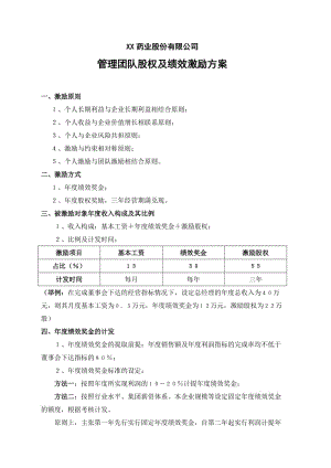 XX藥業(yè)股份公司股權(quán)激勵(lì)方案