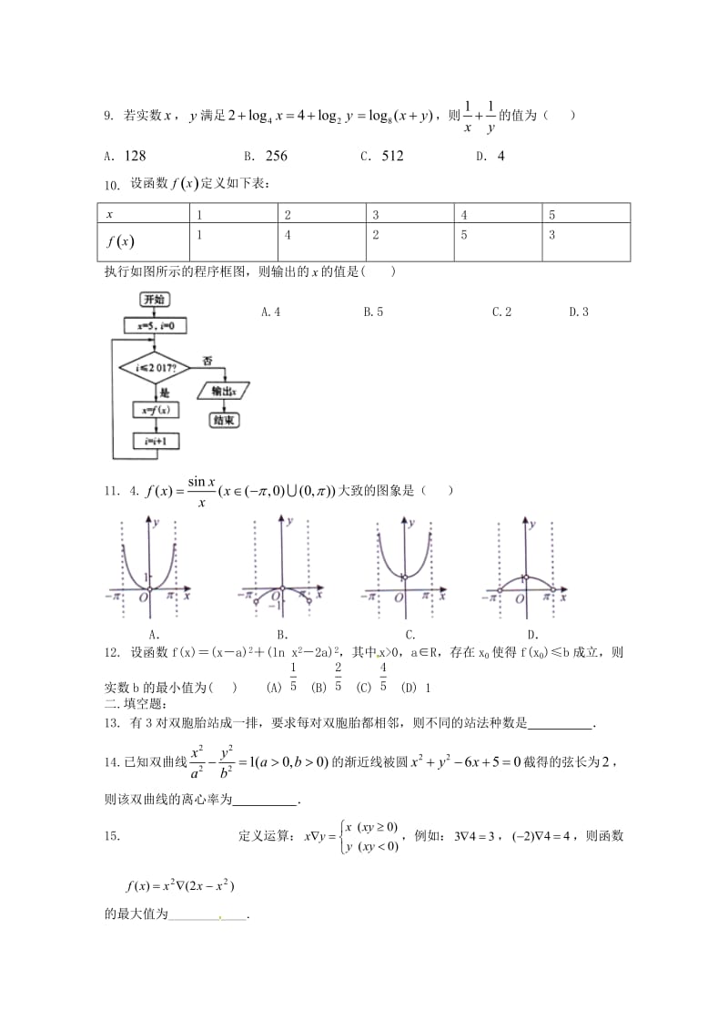 2019届高三数学下学期周练(三)理.doc_第2页