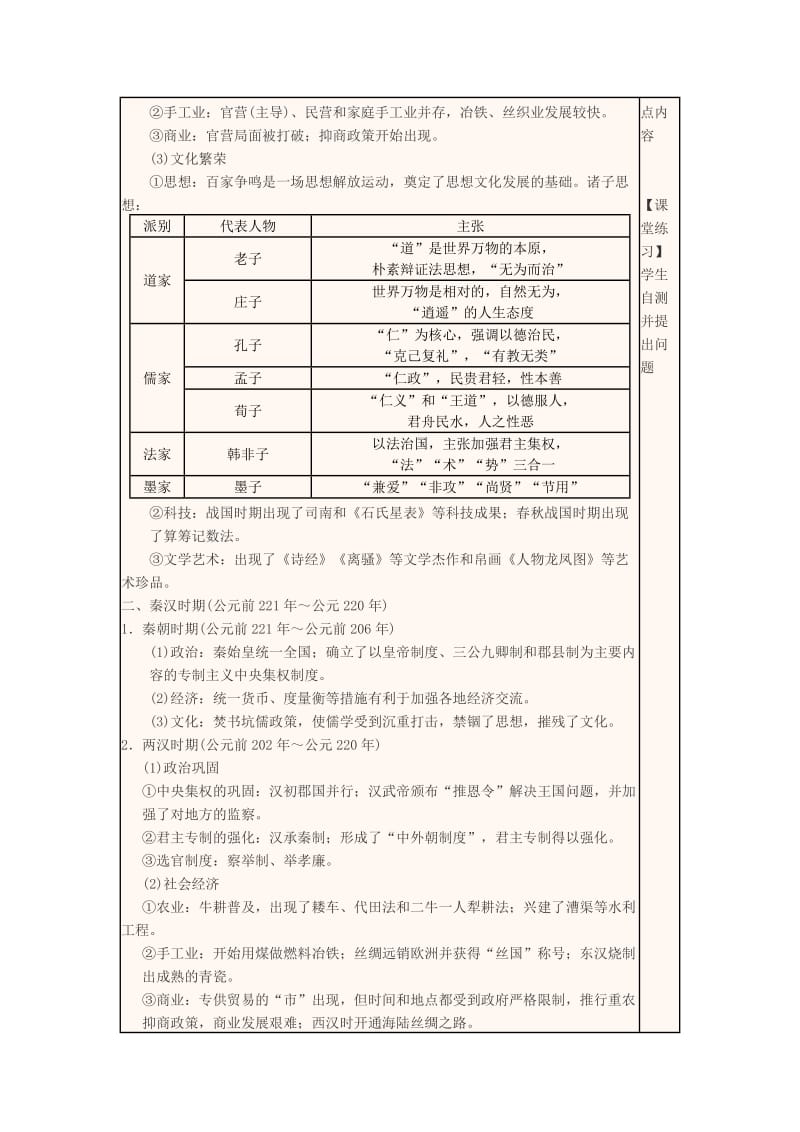 2019-2020学年高中历史下学期第3周 先秦教学设计.doc_第2页