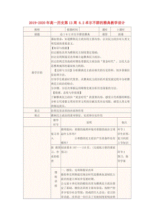 2019-2020年高一歷史第13周 6.2卓爾不群的雅典教學設計.doc