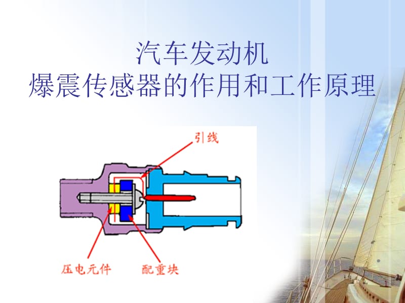 爆震传感器的作用及工作原理ppt课件_第1页