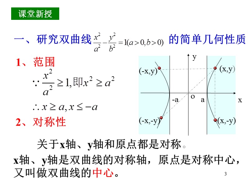 高二数学选修2-1双曲线的简单几何性质ppt课件_第3页