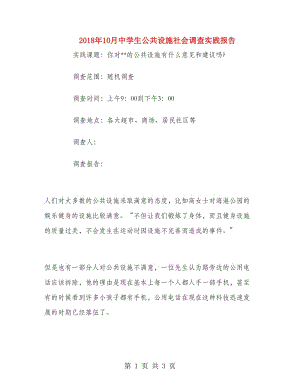 2018年10月中學(xué)生公共設(shè)施社會(huì)調(diào)查實(shí)踐報(bào)告.doc