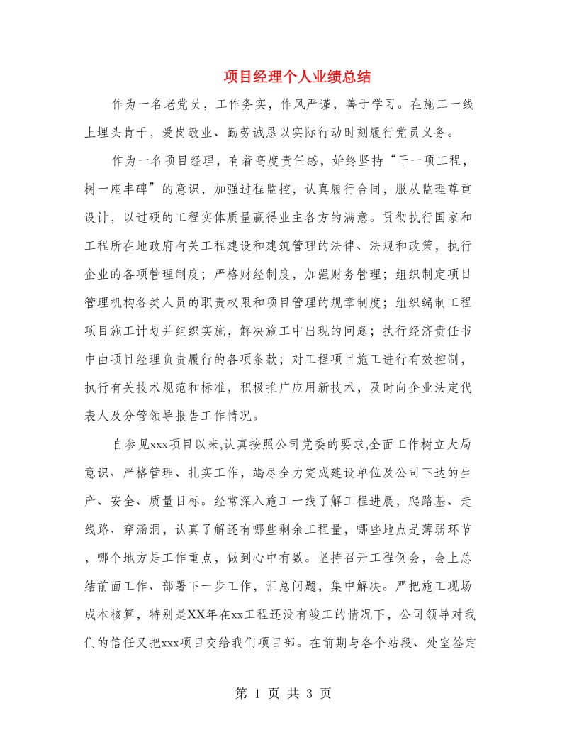 项目经理个人业绩总结.doc_第1页