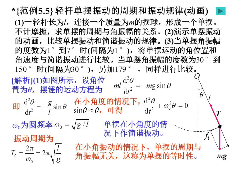 振動(dòng)之輕桿單擺振動(dòng)的周期和振動(dòng)規(guī)律(動(dòng)畫).ppt_第1頁