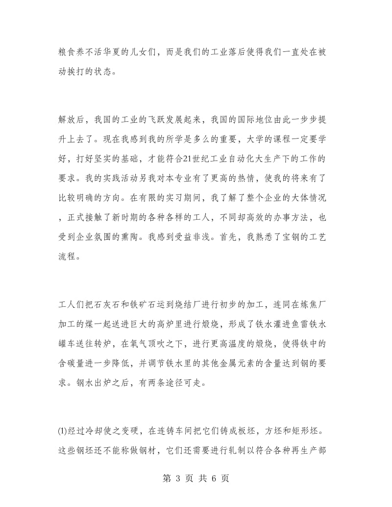 钢铁企业寒假实习实习报告.doc_第3页