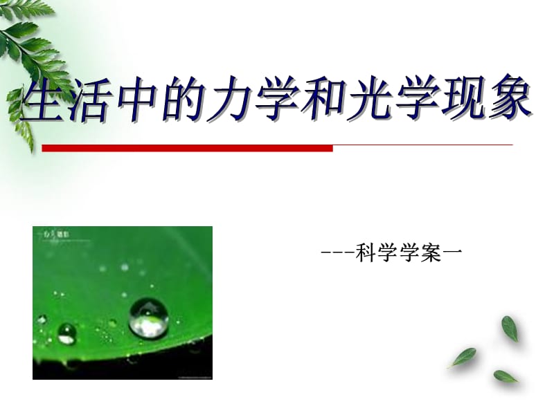 科学学案一生活中的力学知识与光现象.ppt_第1页