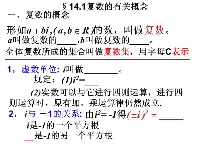 高三数学第十四章复数的知识点(填空版)课件.ppt_第1页