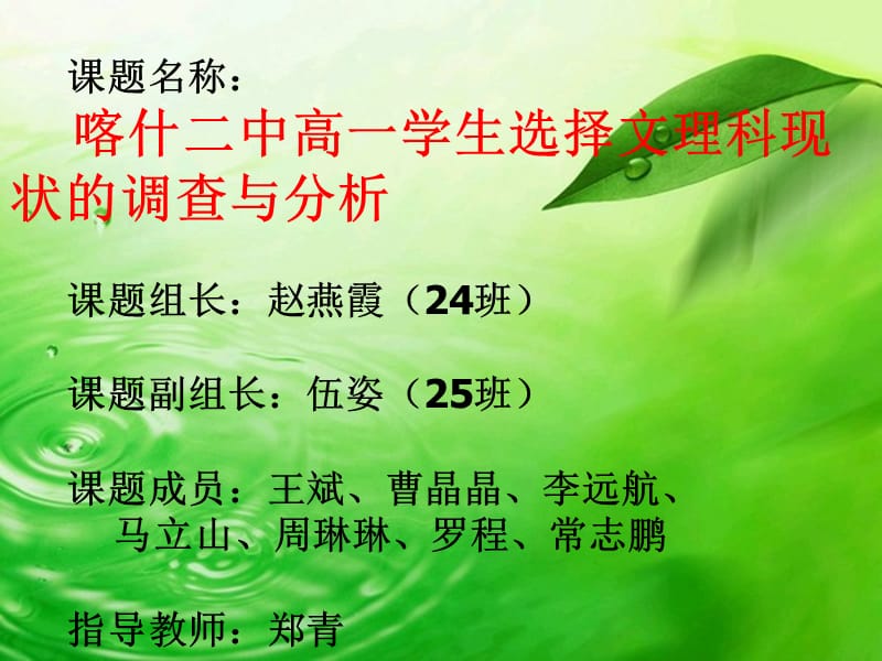 研究性学习高一学生决策文理科成果展示.ppt_第2页