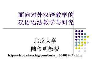 陸儉明面向?qū)ν鉂h語(yǔ)教學(xué)的漢語(yǔ)語(yǔ)法教學(xué)與研究第一集.ppt