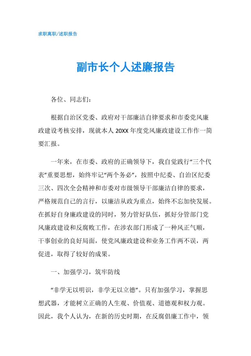 副市长个人述廉报告.doc_第1页