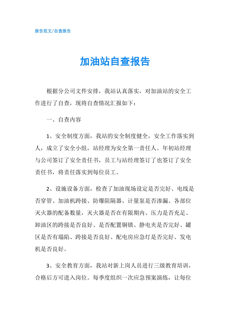 加油站自查报告.doc_第1页