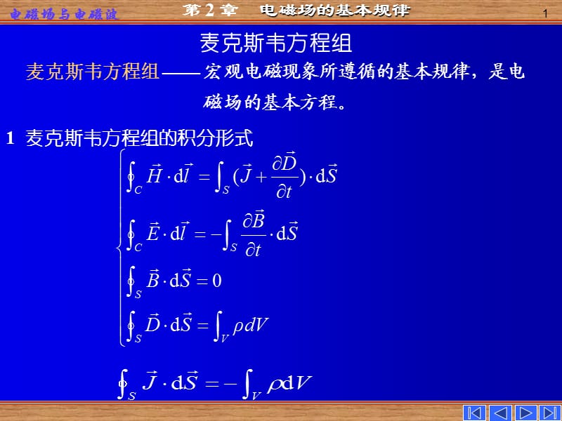 電磁場(chǎng)的基本規(guī)律-麥克斯韋方程組及物理意義.ppt_第1頁(yè)