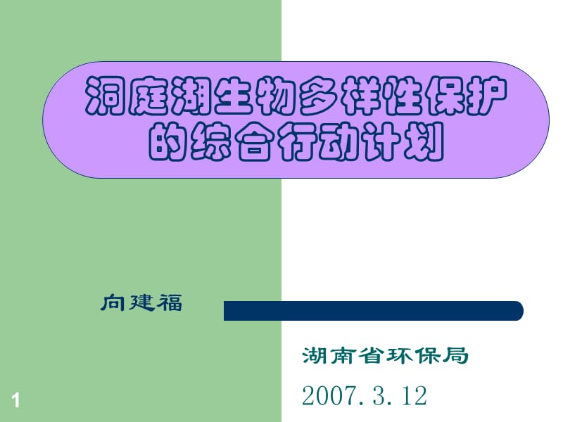 洞庭湖生物多样性保护的综合行动计划.ppt_第1页