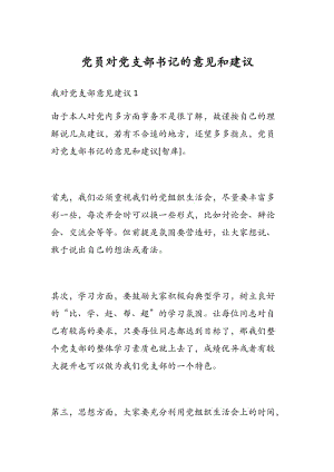 黨員對(duì)黨支部書(shū)記的意見(jiàn)和建議.docx