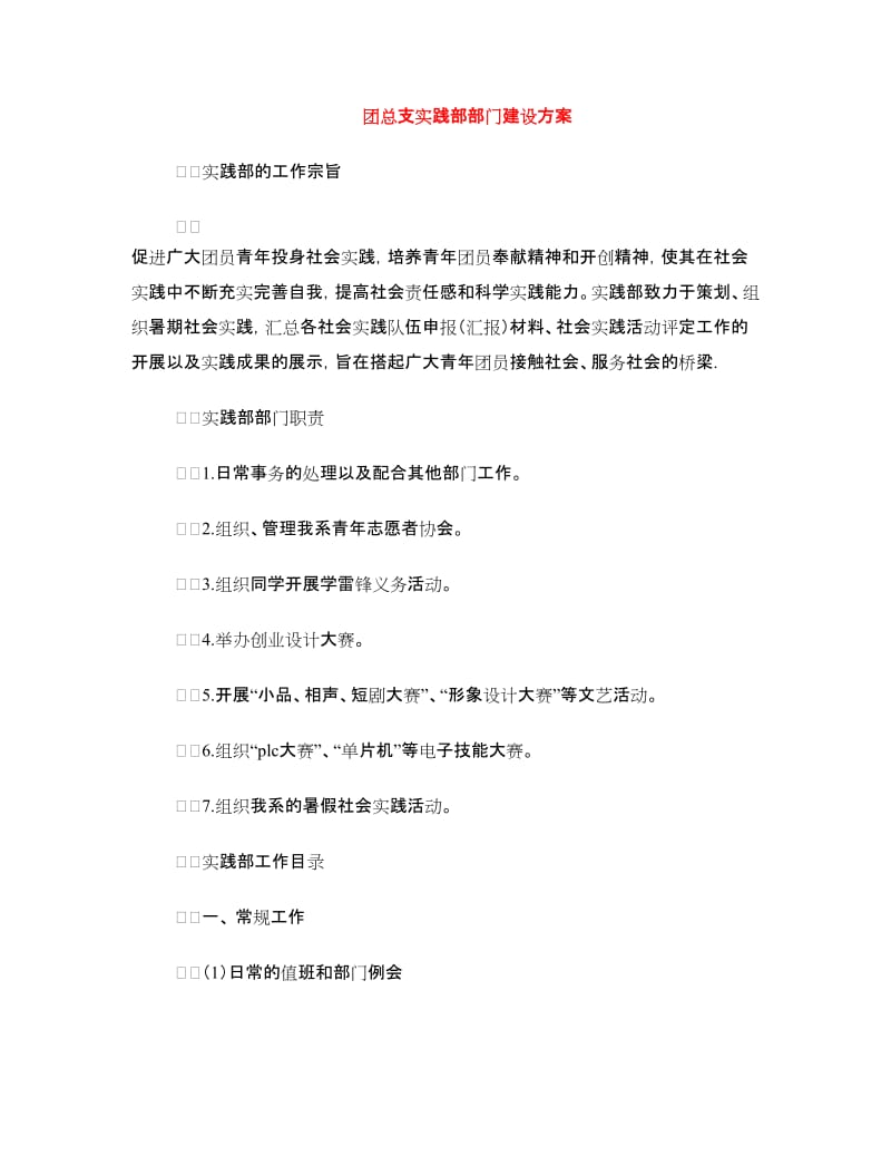 团总支实践部部门建设方案.doc_第1页