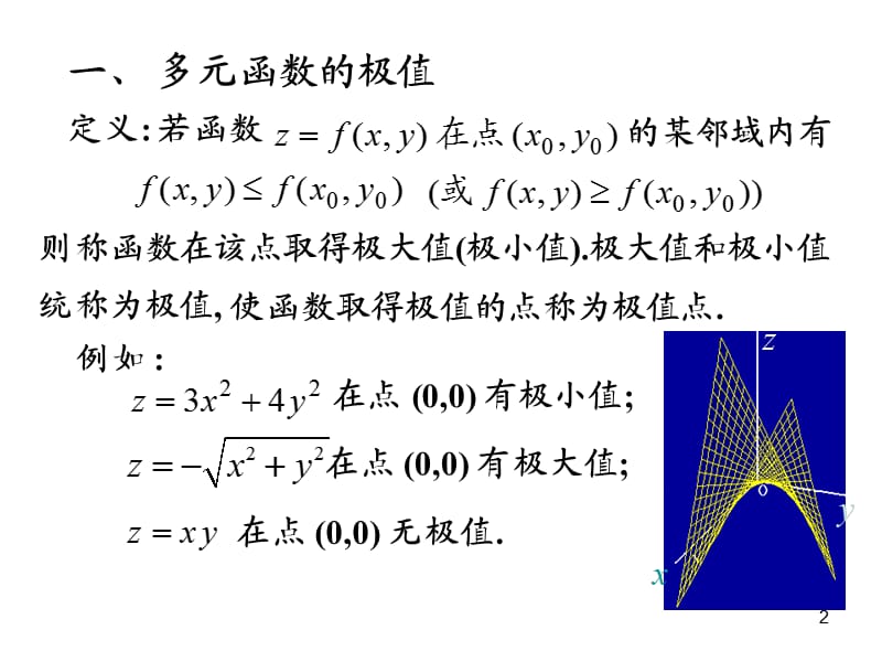 高等数学8-8多元函数的极值及其求法.ppt_第2页