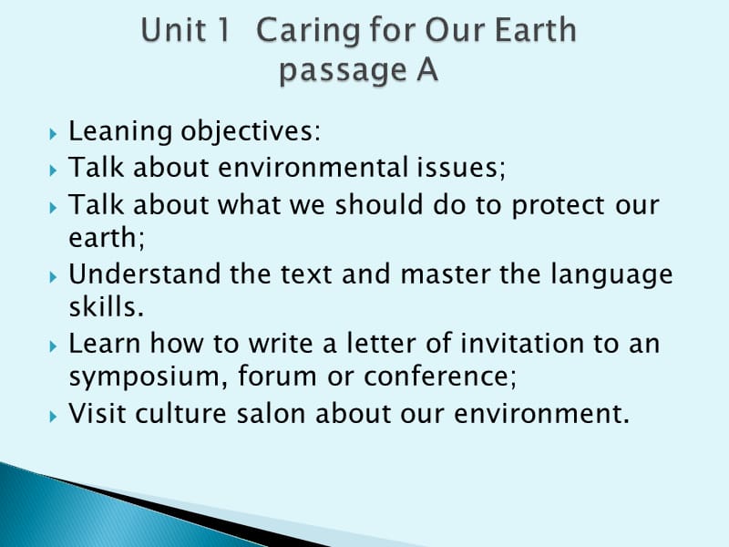 大学体验英语第三册unit1caringforourearth.ppt_第1页