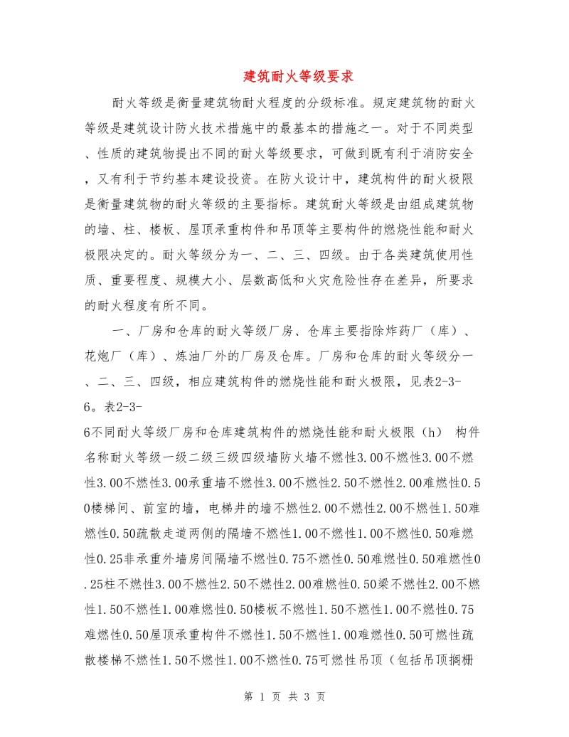 建筑耐火等级要求.doc_第1页