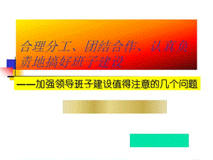 合理分工、團(tuán)結(jié)合作、認(rèn)真負(fù)責(zé)地搞好班子建設(shè).ppt