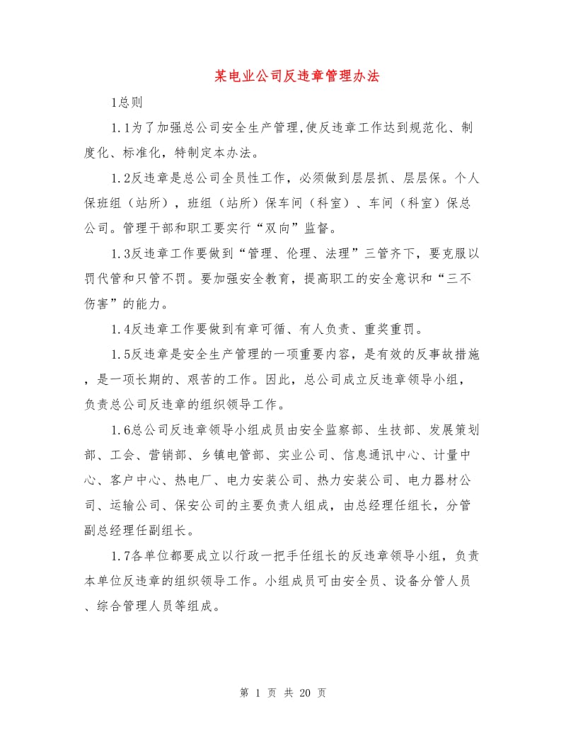 某电业公司反违章管理办法.doc_第1页