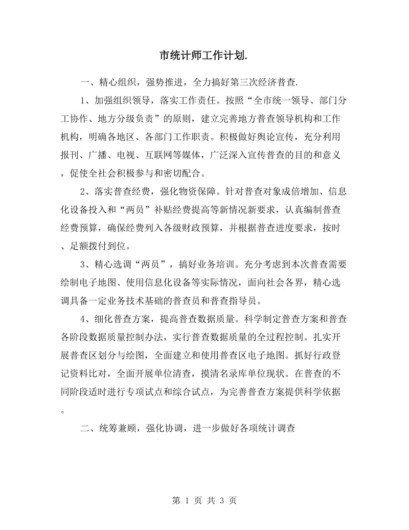 市统计师工作计划.doc_第1页