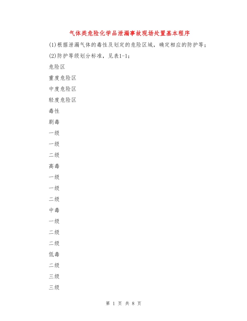 气体类危险化学品泄漏事故现场处置基本程序.doc_第1页