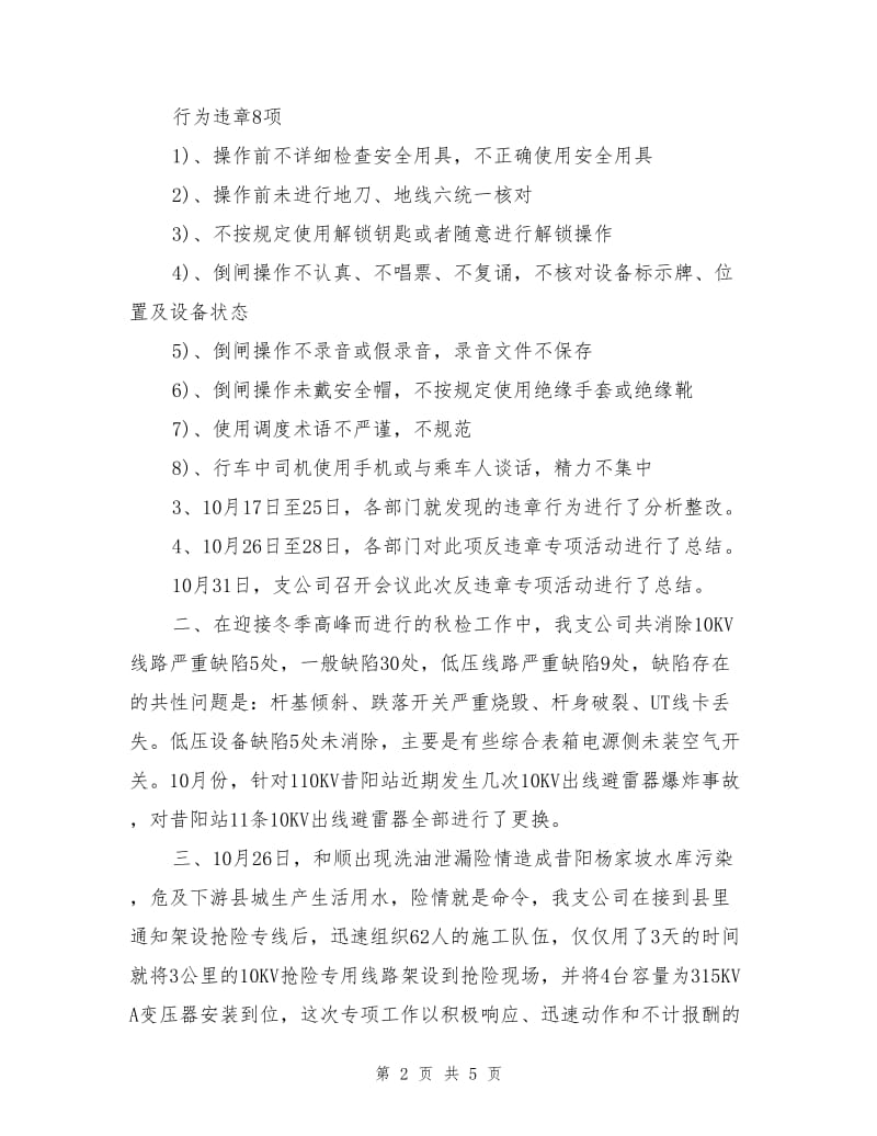 电力公司安全生产“反违章”活动总结.doc_第2页