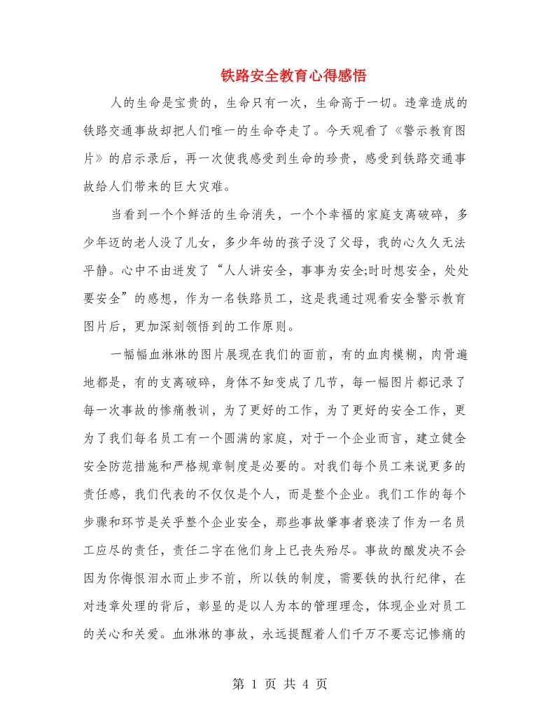 铁路安全教育心得感悟.doc_第1页