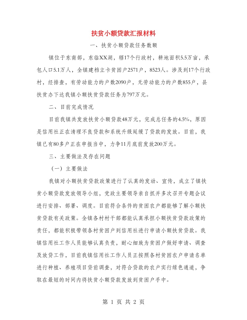 扶贫小额贷款汇报材料.doc_第1页