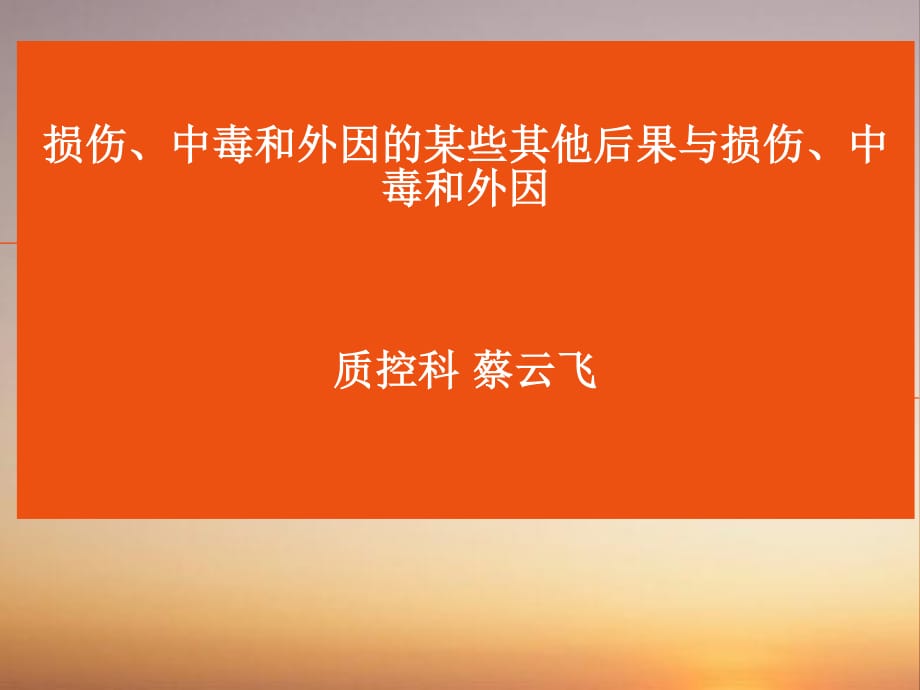 凤城医院损伤、中毒和外因的某些其他后果.ppt_第1页