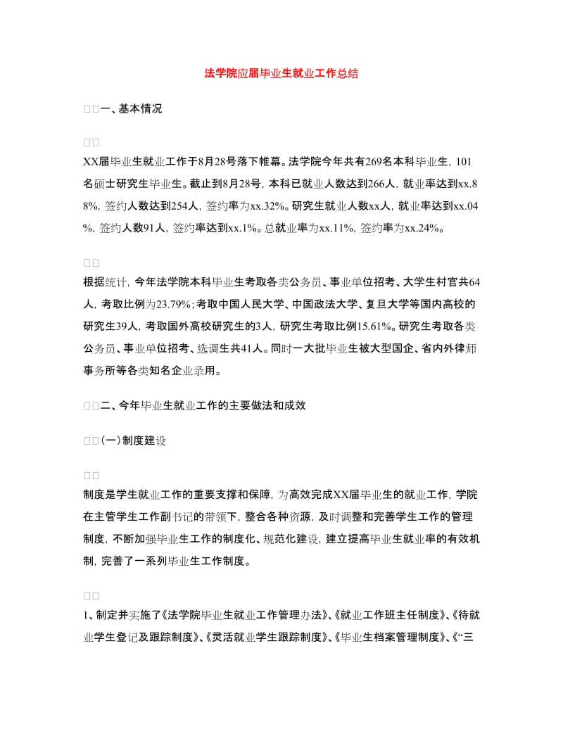 法学院应届毕业生就业工作总结.doc_第1页