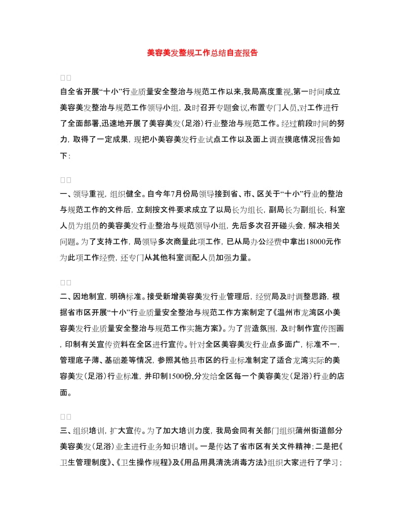 美容美发整规工作总结自查报告.doc_第1页