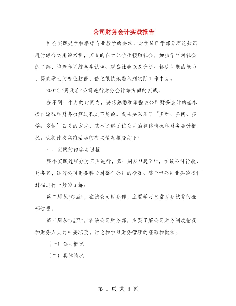 公司财务会计实践报告.doc_第1页