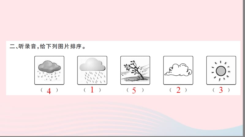 四年级英语下册Unit3Weather听力训练习题课件人教PEP版_第3页