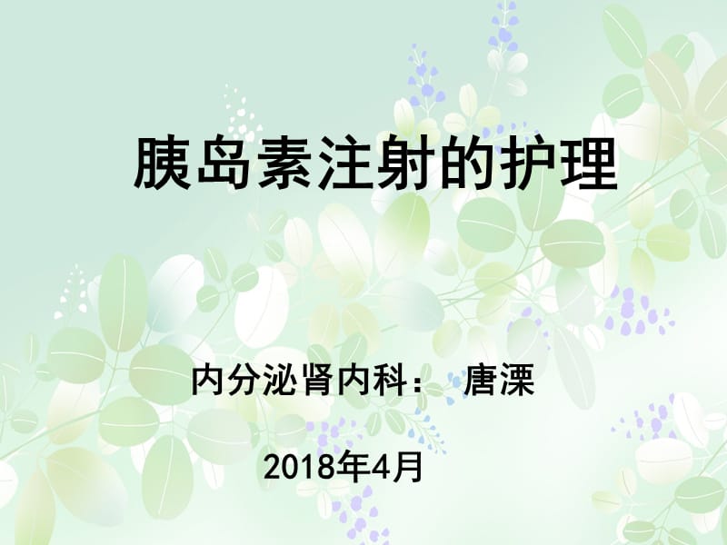 胰岛素注射护理(专科小组培训课件).ppt_第1页